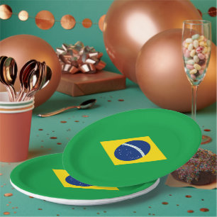 Brazil flag paper plate