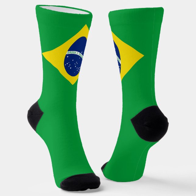 Brazil Flag Patriotic Brazilian National Pride Socks (Angled)