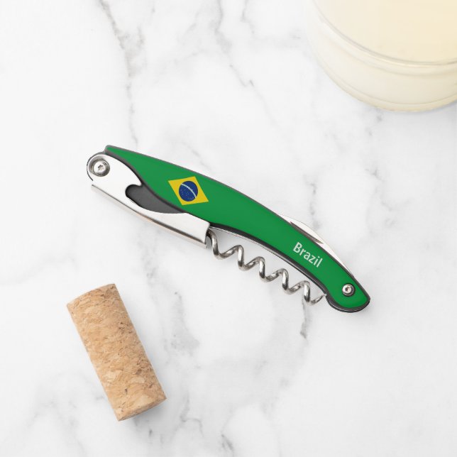 Brazil Flag Patriotic gift Corkscrew (Front)