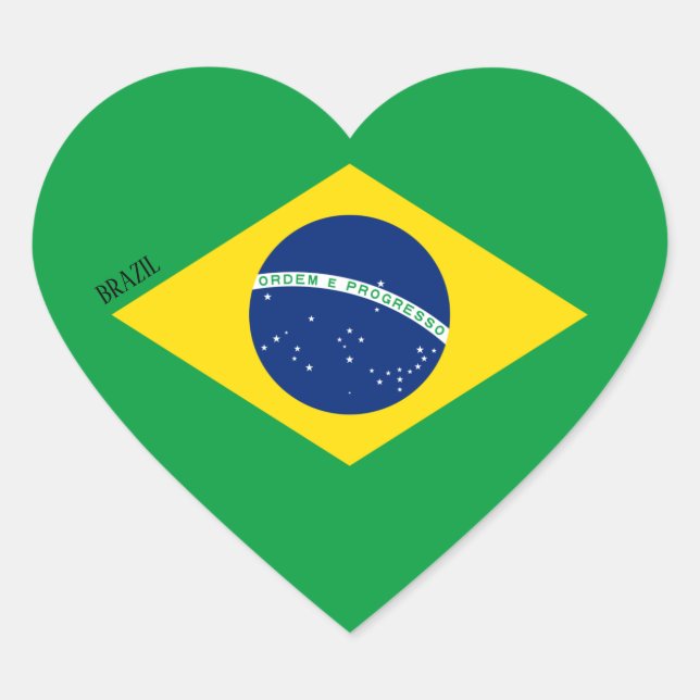 Brazil Flag Patriotic Heart Sticker (Front)