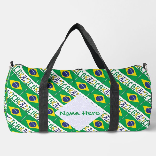 Brazil Flag Personalised Heritage Duffle Bag (Front)