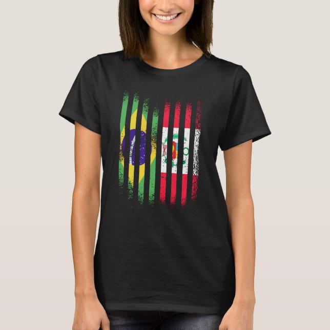 Brazil Flag Peru Grown Country Flags Stripes T-Shirt (Front)