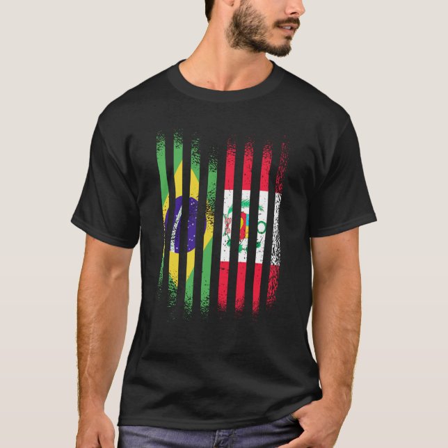 Brazil Flag Peru Grown Country Flags Stripes T-Shirt (Front)