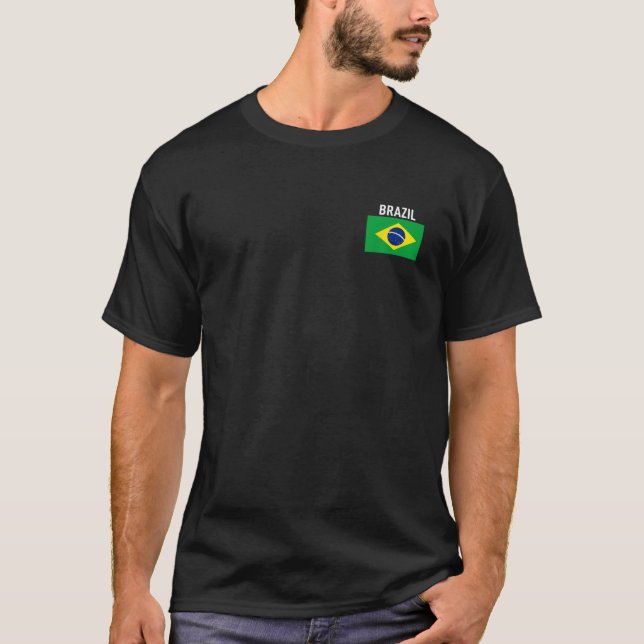 Brazil Flag Pocket Brazilian Family Roots Men Wome T-Shirt (Front)