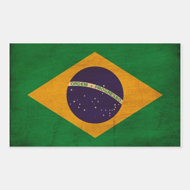 Brazil Flag Rectangular Sticker (Front)