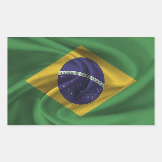 Brazil Flag Rectangular Sticker (Front)