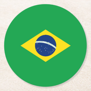 Brazil flag round paper coaster