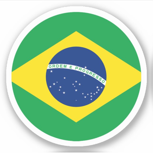 Brazil Flag Round Sticker (Front)