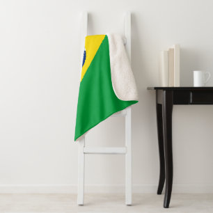 Brazil flag sherpa blanket
