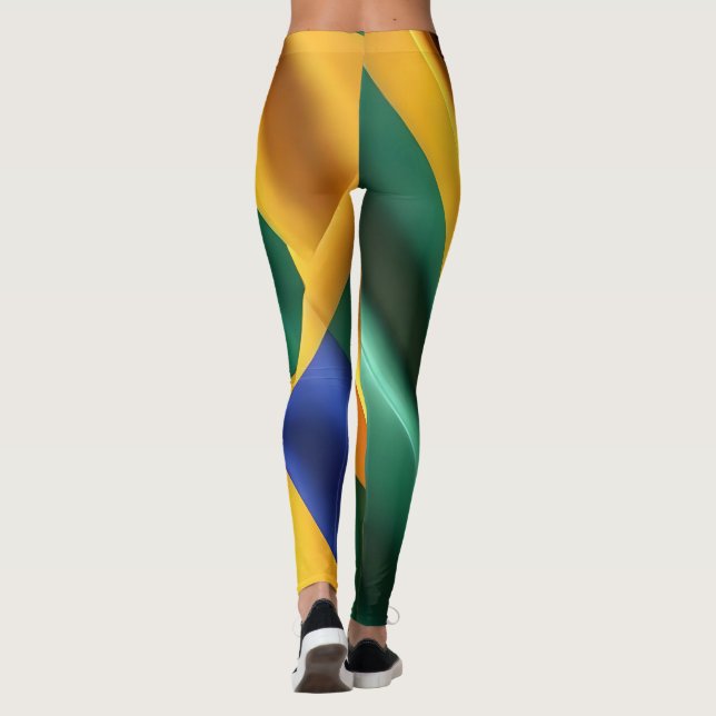 Brazil flag silk texture leggings (Back)