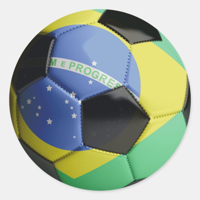 Brazil Flag Soccer Ball Classic Round Sticker (Front)