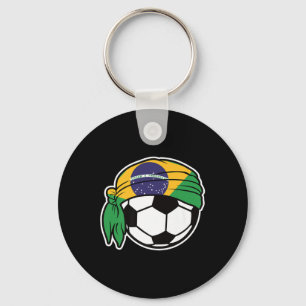 Brazil Flag Soccer Ball Design With Headband Premi Key Ring