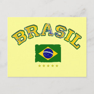 Brazil flag soccer style postcard