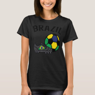 Brazil Flag Socer Ball Shoes Football Fan Men Wome T-Shirt