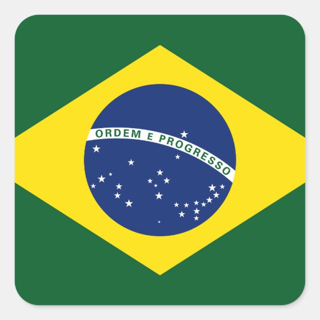 Brazil flag square sticker (Front)