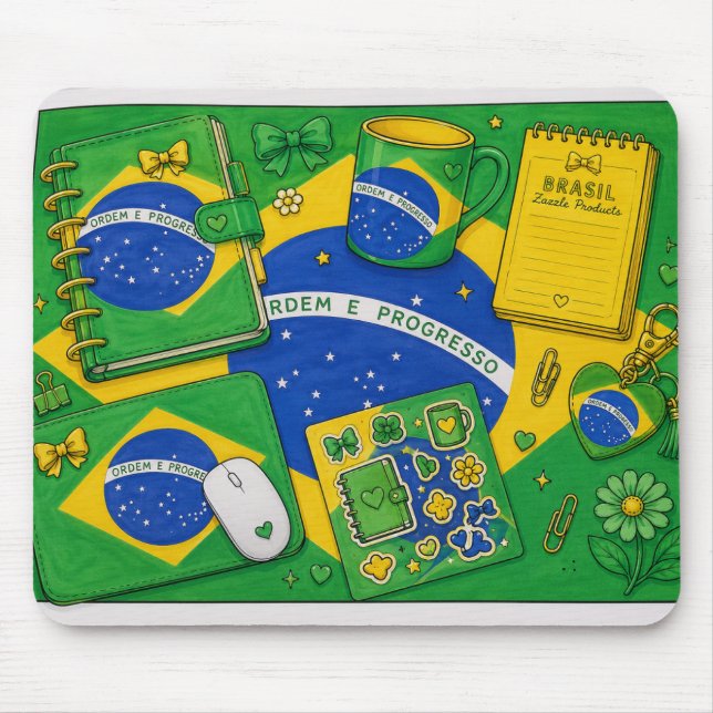 Brazil Flag Stationery Ideas Mouse Mat (Front)