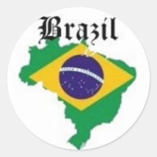 BRAZIL FLAG  T-SHIRT AND ETC CLASSIC ROUND STICKER