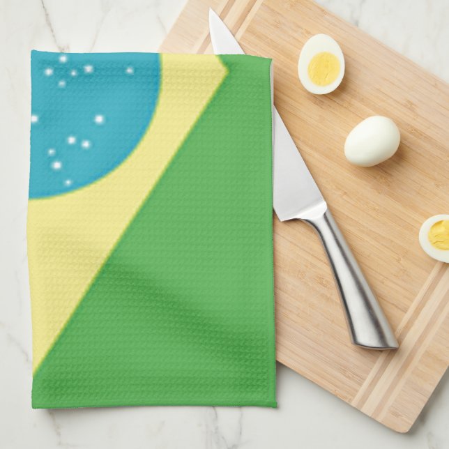 Brazil Flag Tea Towel (Quarter Fold)