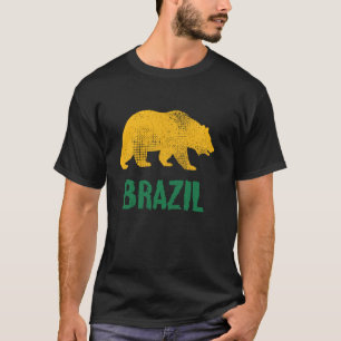Brazil Flag Themed Bear Brazilian Flag Vintage Pri T-Shirt