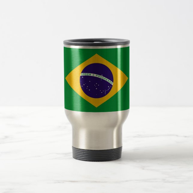Brazil Flag Travel Mug (Center)