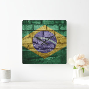 Brazil flag wall square wall clock