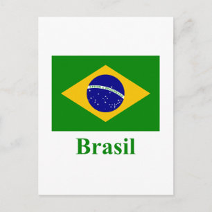Brazil Flag with Name in Portuguese Postcard