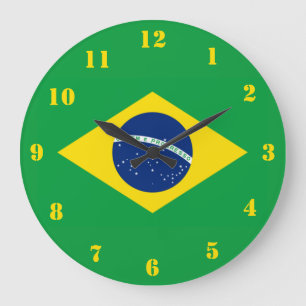 Brazil Flag World Cup 2026 Football Brasil Soccer Large Clock