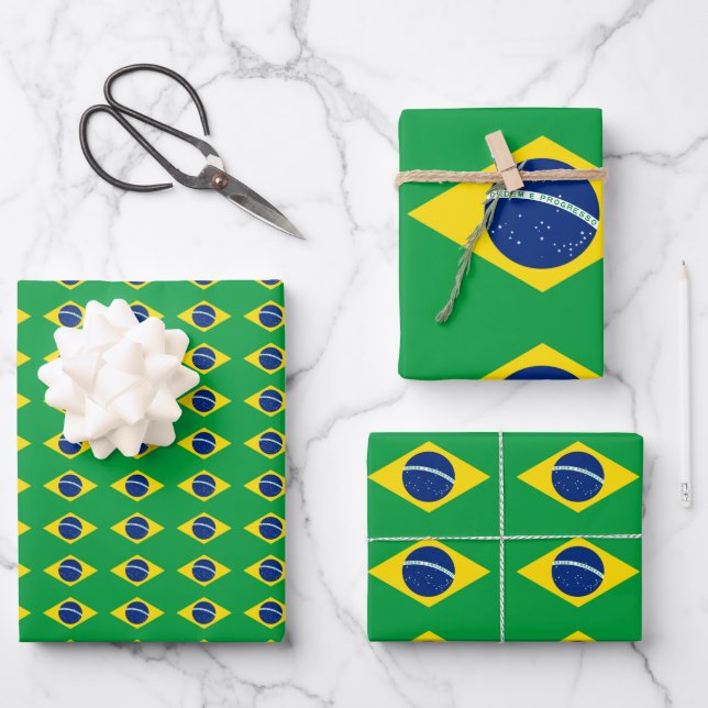 Brazil flag Wrapping Paper Flat Sheet Set of 3 (Front)