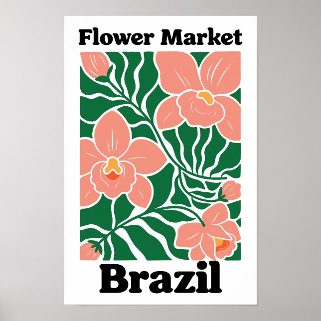 Brazil Flower Market Peach Orchid Tropical Poster (Front)