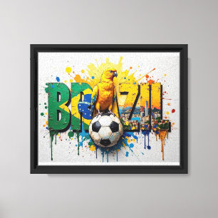 Brazil Football Citiscape Oil Painting Style Art Canvas Print