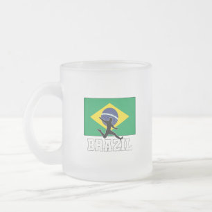 Brazil Football Soccer National Team Frosted Glass Coffee Mug
