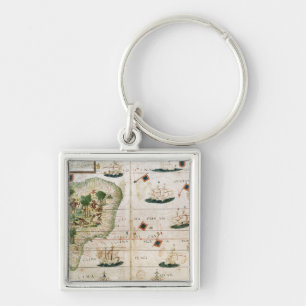 Brazil from the 'Miller Atlas' by Pedro Reinel Key Ring
