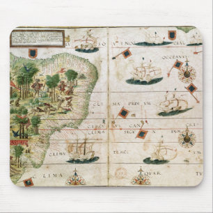Brazil from the 'Miller Atlas' by Pedro Reinel Mouse Mat