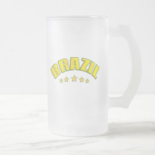 Brazil frosted glass beer mug