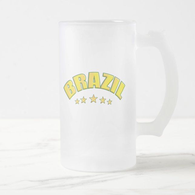 Brazil frosted glass beer mug (Right)