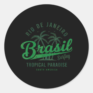 Brazil Gift Flag Brazilian Fan Vintage Samba Classic Round Sticker