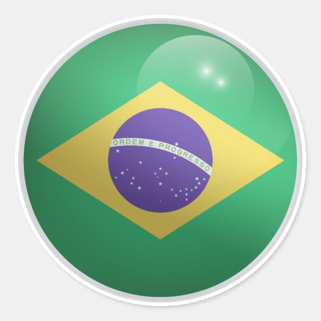 Brazil  Glossy Circle Flag  Classic Round Sticker (Front)