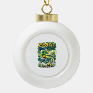 Brazil Goal Energy Skeleton Striker Nations Creati Ceramic Ball Christmas Ornament