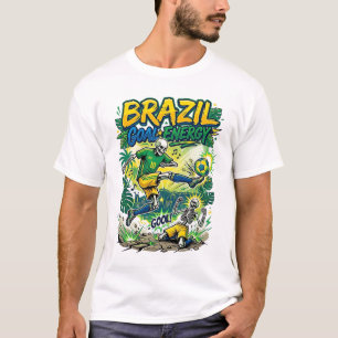 Brazil Goal Energy Skeleton Striker Nations Creati T-Shirt