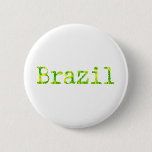 Brazil Green and Yellow Font 6 Cm Round Badge