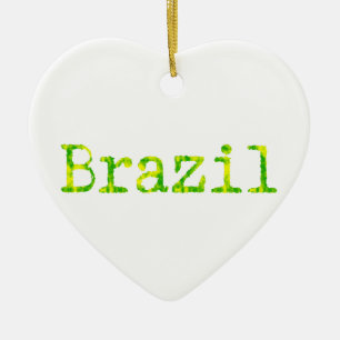 Brazil Green and Yellow Font Ceramic Tree Decoration