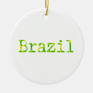 Brazil Green and Yellow Font Ceramic Tree Decoration