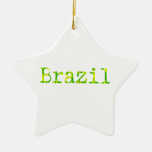 Brazil Green and Yellow Font Ceramic Tree Decoration