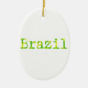 Brazil Green and Yellow Font Ceramic Tree Decoration
