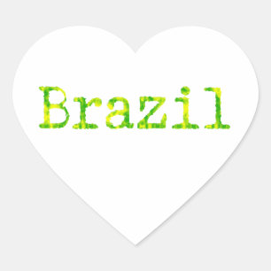 Brazil Green and Yellow Font Heart Sticker
