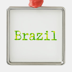 Brazil Green and Yellow Font Metal Tree Decoration