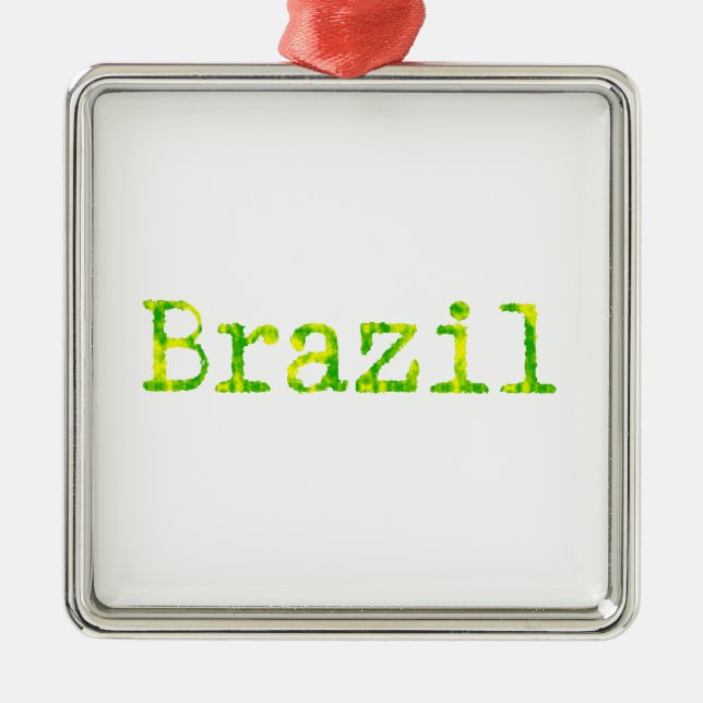 Brazil Green and Yellow Font Metal Tree Decoration (Front)