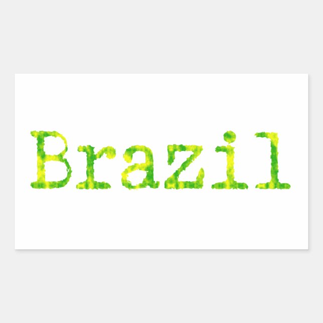 Brazil Green and Yellow Font Rectangular Sticker (Front)