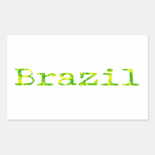 Brazil Green and Yellow Font Rectangular Sticker