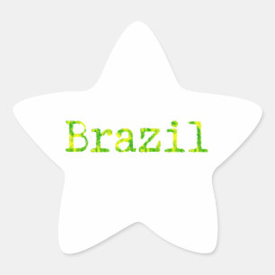 Brazil Green and Yellow Font Star Sticker